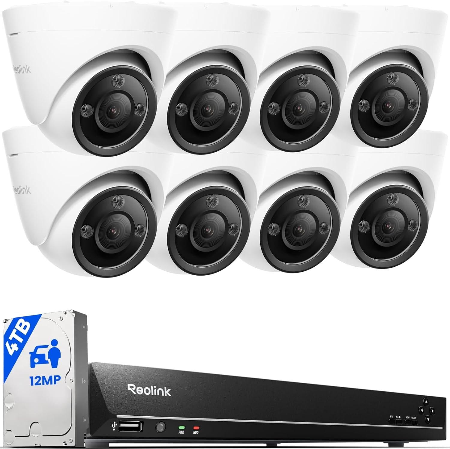 REOLINK 12MP PoE Security Camera System, 8pcs H.265 12MP Sec...